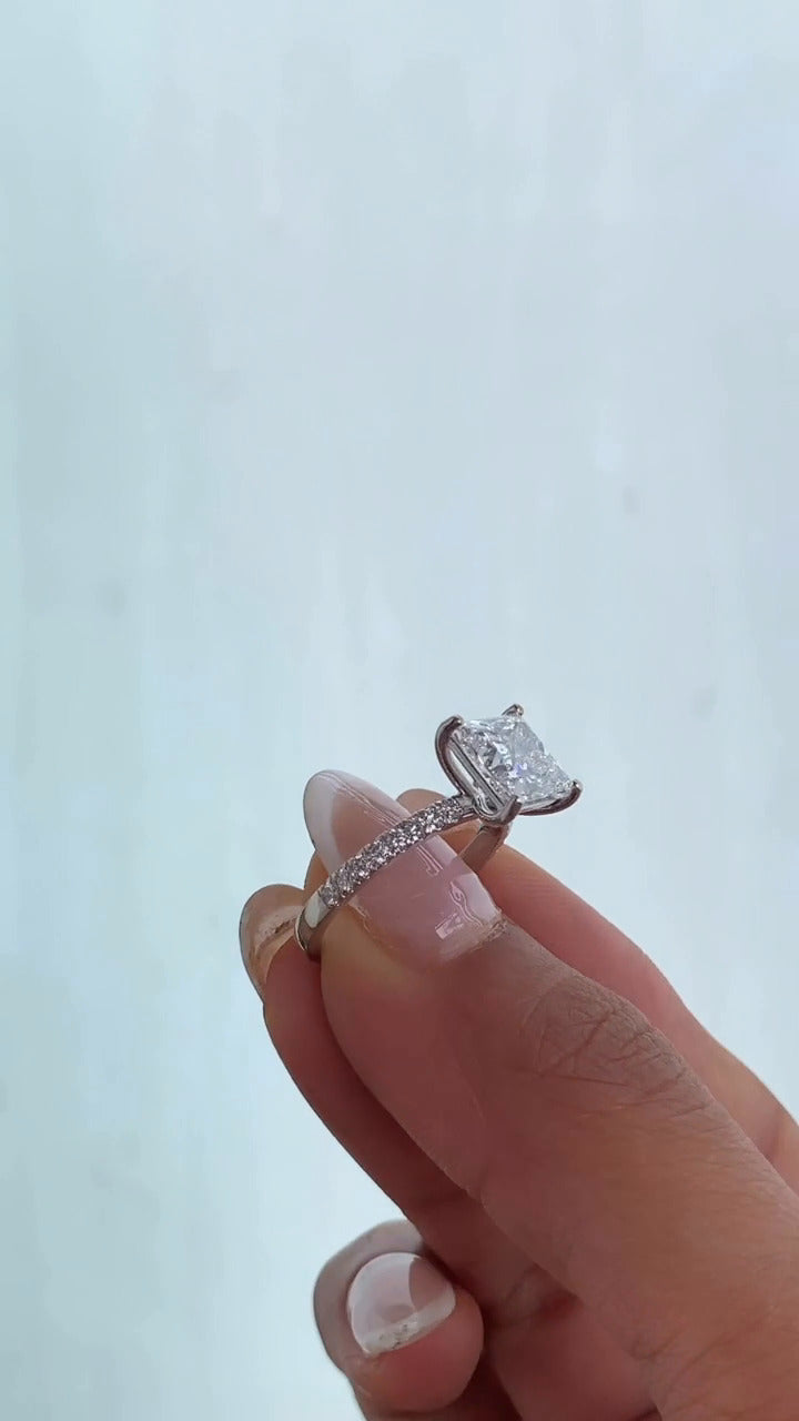 Yati Princess Diamond Band Moissanite Engagement Ring