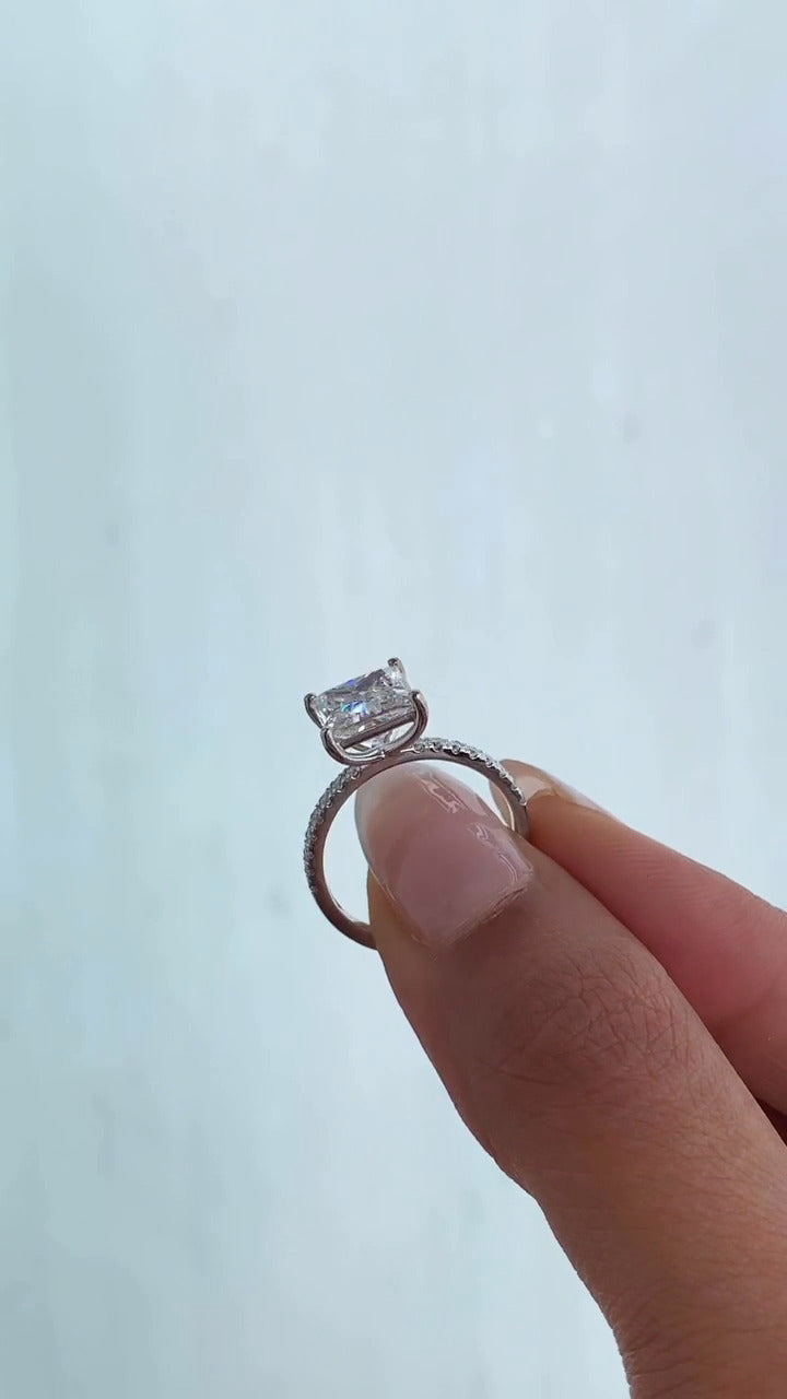 Yati Princess Diamond Band Moissanite Engagement Ring