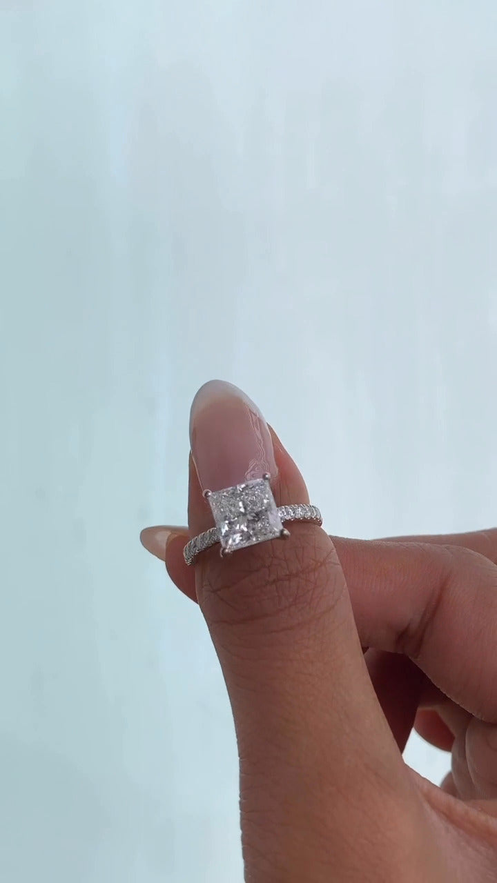 Yati Princess Diamond Band Moissanite Engagement Ring