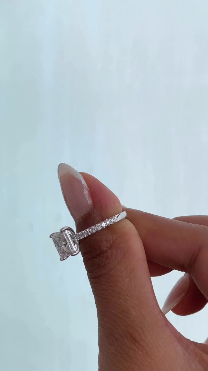 Yati Princess Diamond Band Moissanite Engagement Ring
