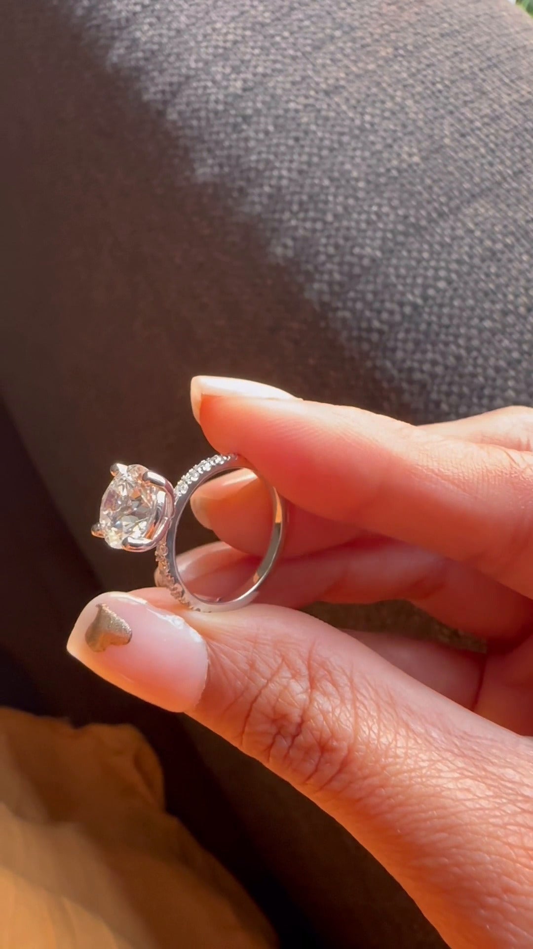 Yati Round Diamond Band Moissanite Engagement Ring