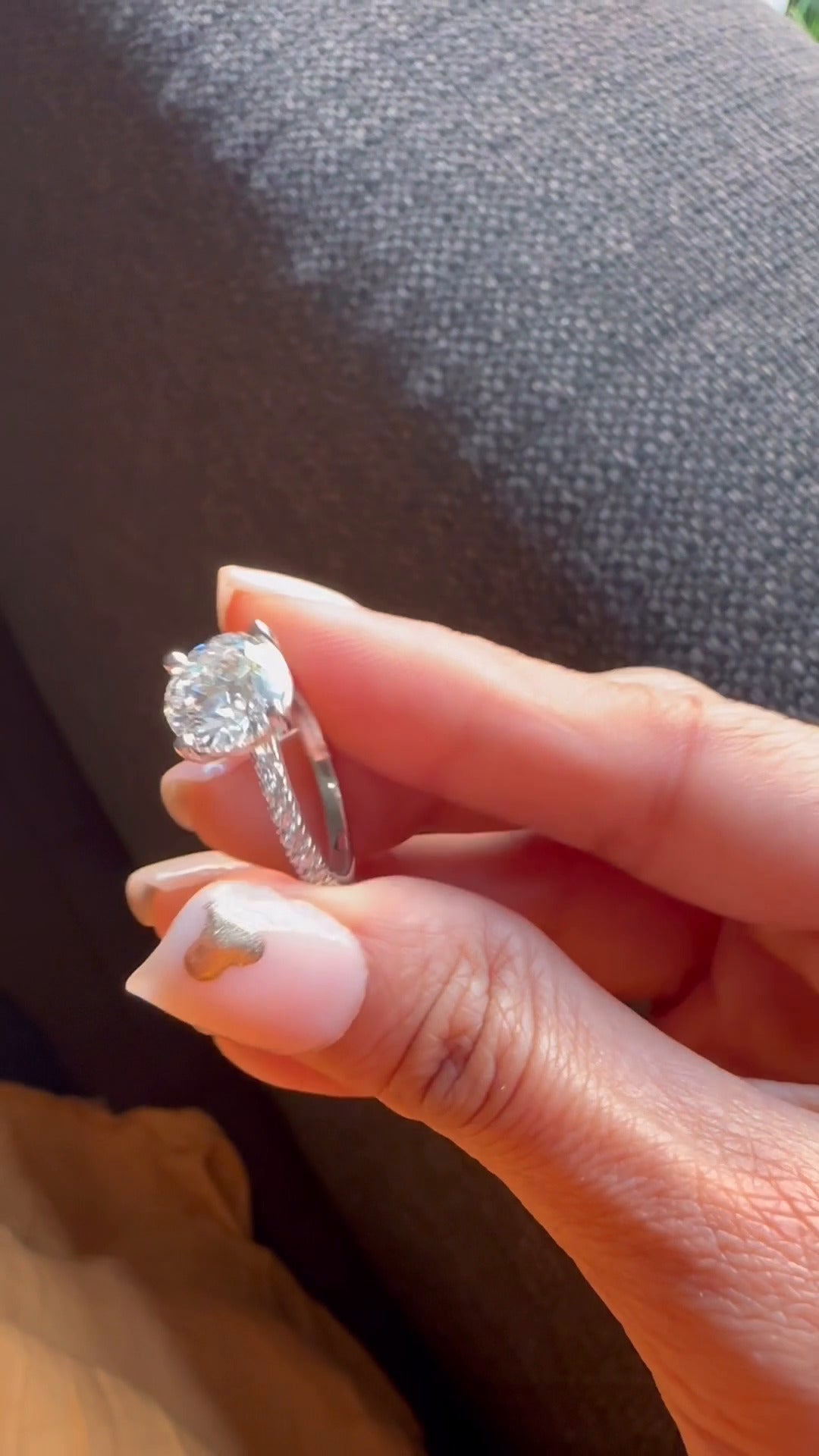 Yati Round Diamond Band Moissanite Engagement Ring