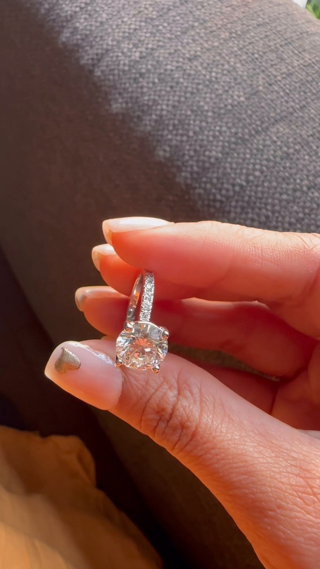 Yati Round Diamond Band Moissanite Engagement Ring