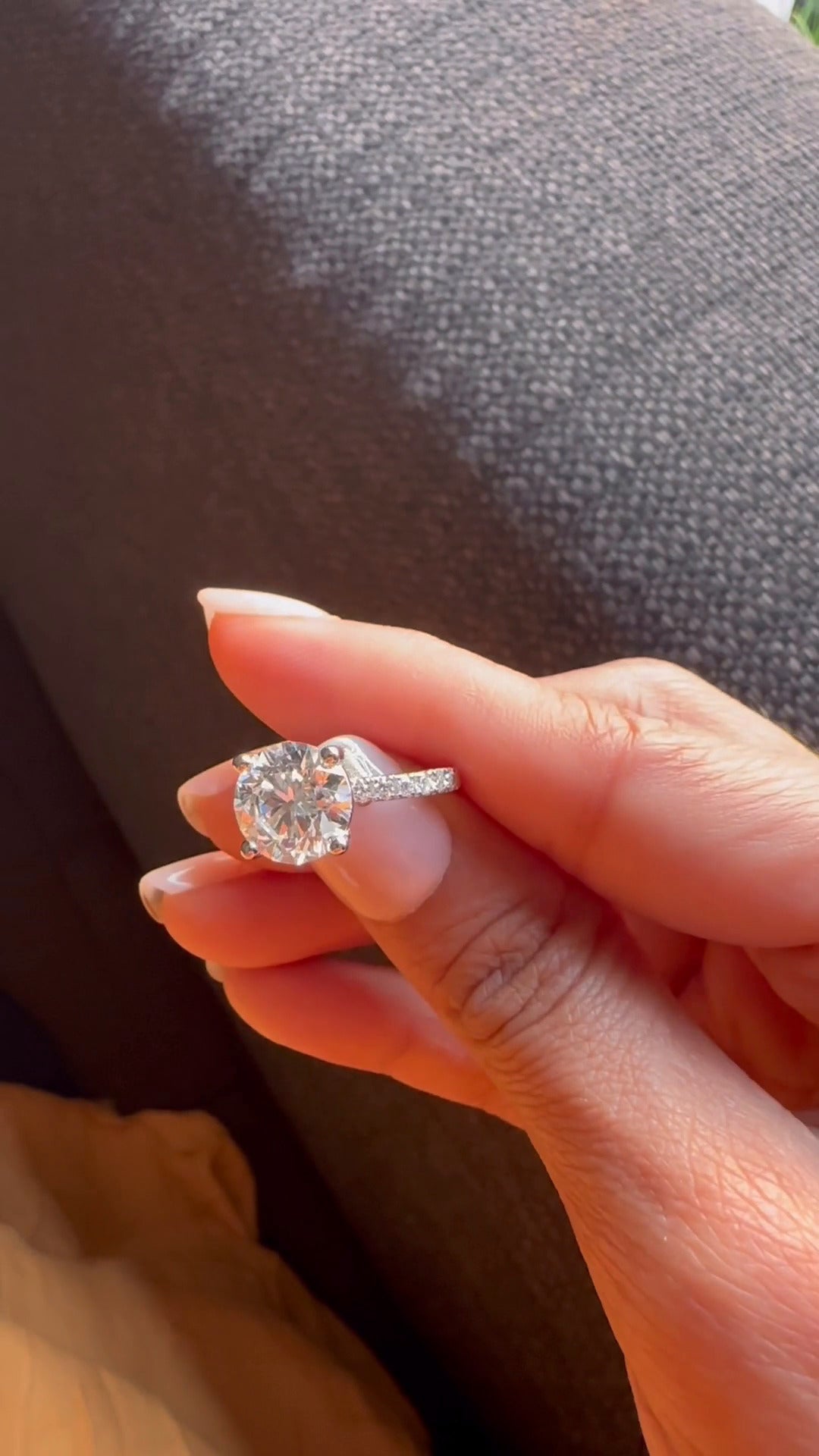 Yati Round Diamond Band Moissanite Engagement Ring