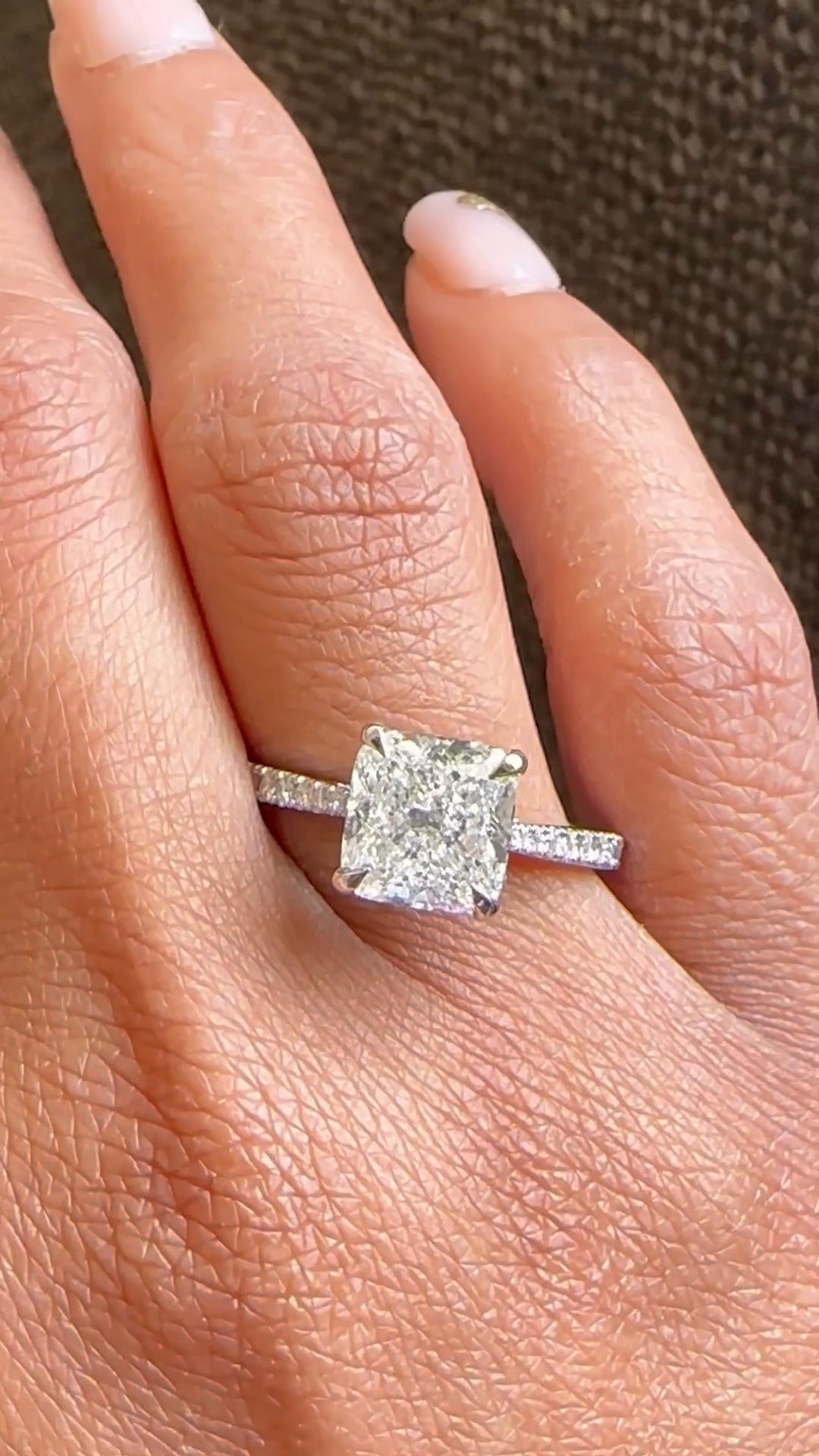 Yvette Cushion Hidden Halo Moissanite Engagement Ring