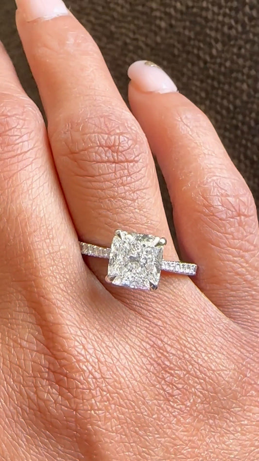 Yvette Cushion Hidden Halo Moissanite Engagement Ring