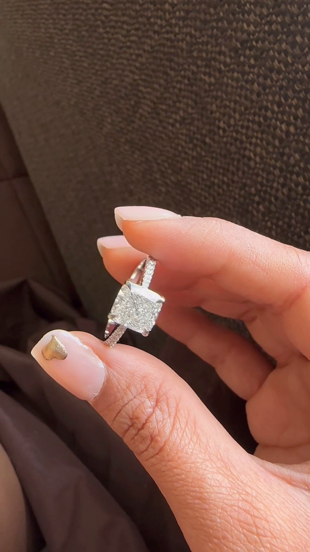 Yvette Cushion Hidden Halo Moissanite Engagement Ring