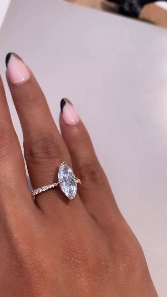 Yvette Marquise Hidden Halo Moissanite Engagement Ring