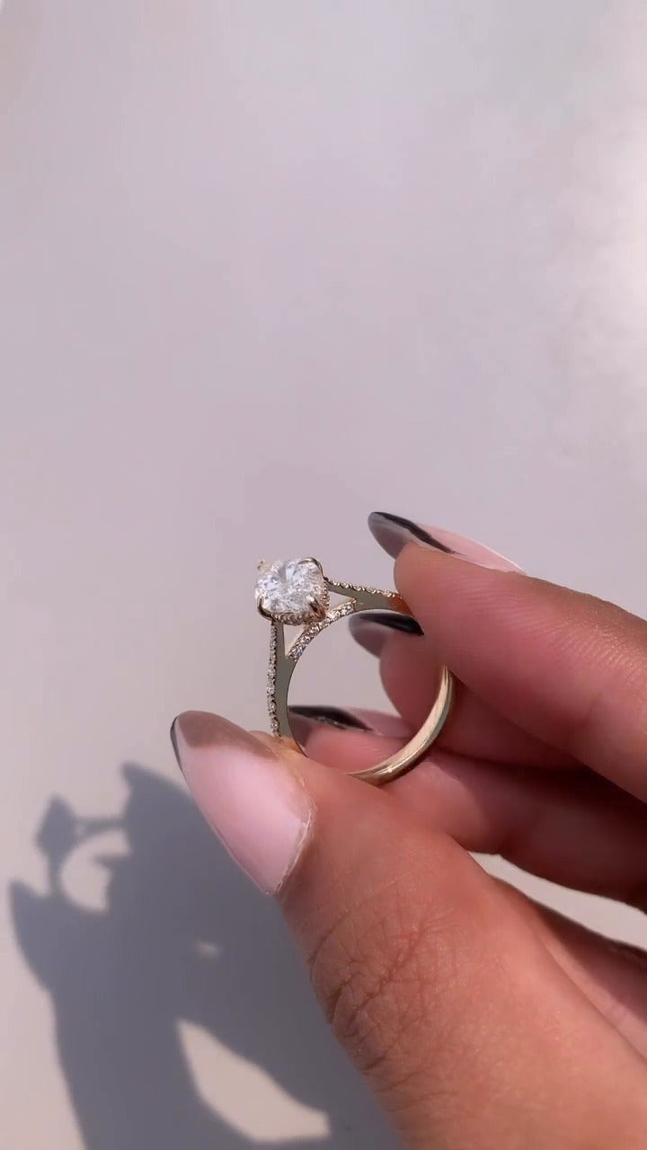 Yvette Marquise Hidden Halo Moissanite Engagement Ring