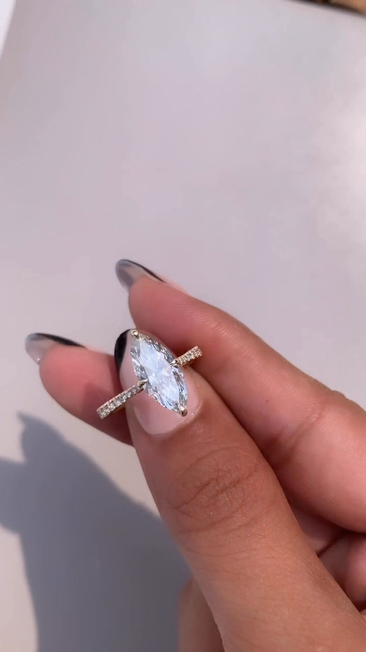 Yvette Marquise Hidden Halo Moissanite Engagement Ring