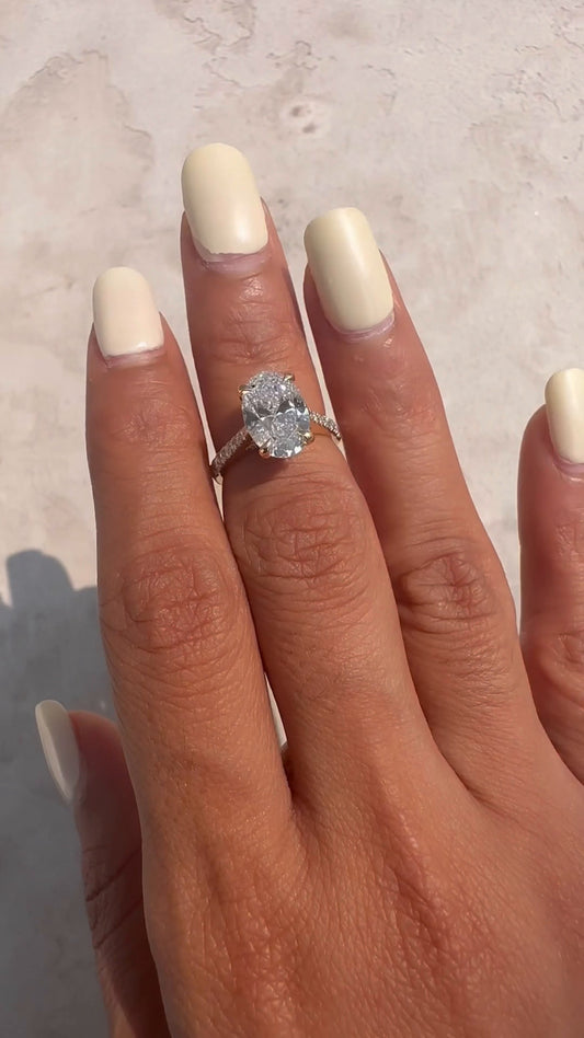 Yvette Oval Hidden Halo Moissanite Engagement Ring