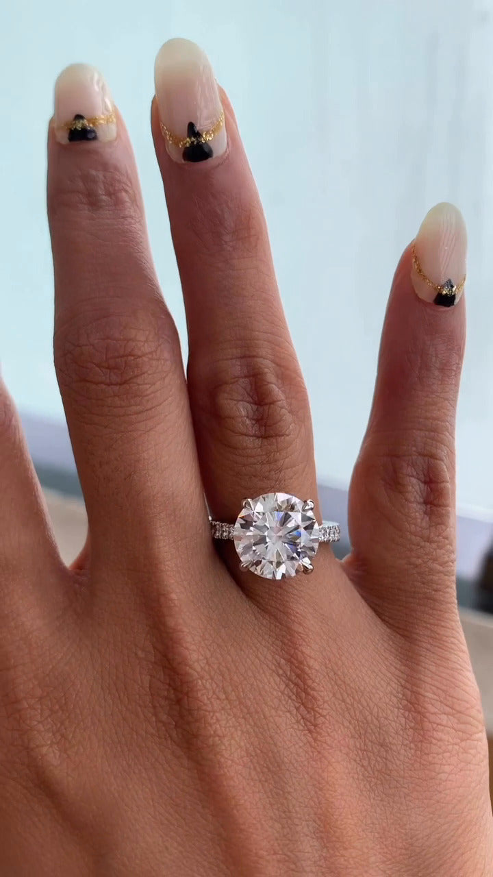 Yvette Round Hidden Halo Moissanite Engagement Ring