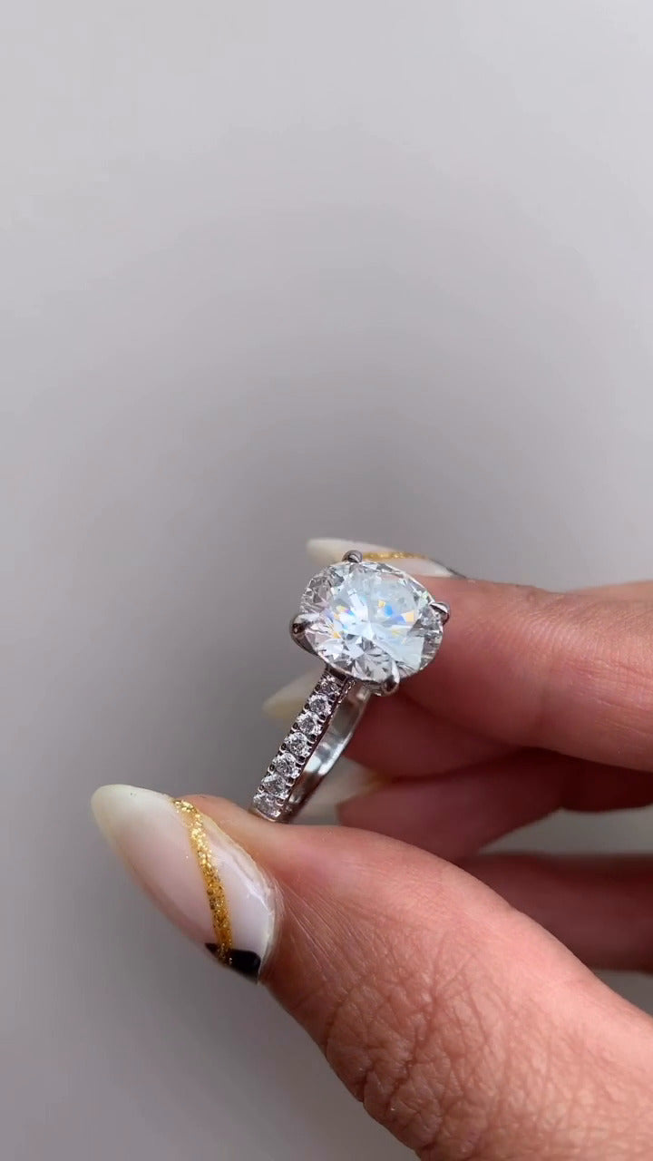 Yvette Round Hidden Halo Moissanite Engagement Ring