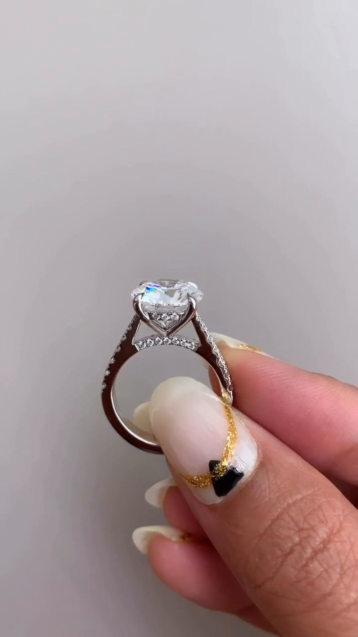 Yvette Round Hidden Halo Moissanite Engagement Ring