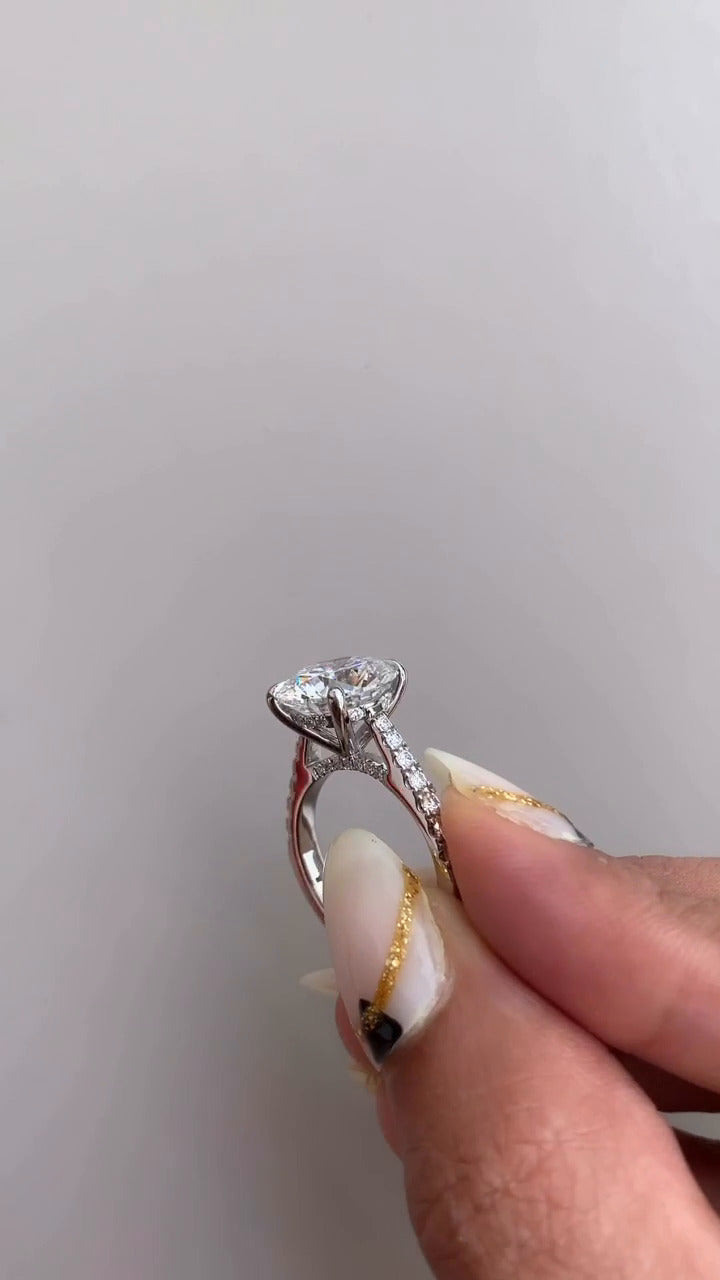 Yvette Round Hidden Halo Moissanite Engagement Ring