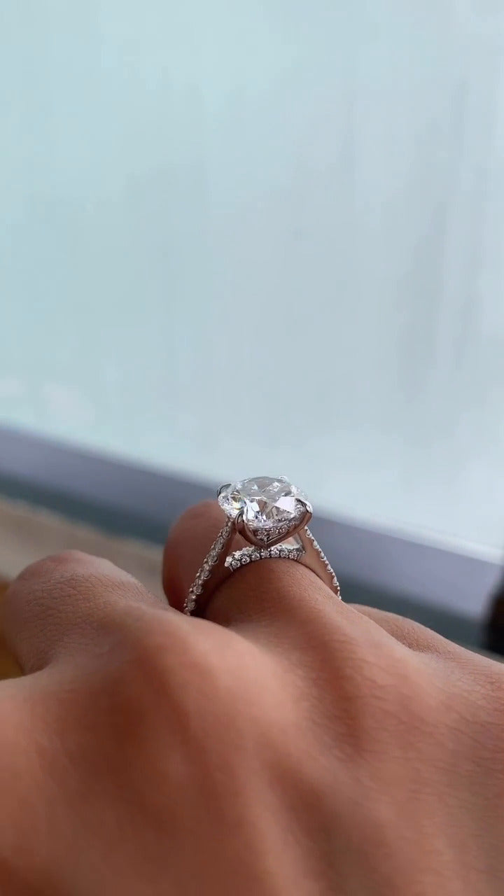 Yvette Round Hidden Halo Moissanite Engagement Ring