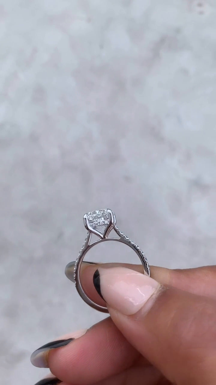 Zanna Cushion Hidden Halo Moissanite Engagement Ring