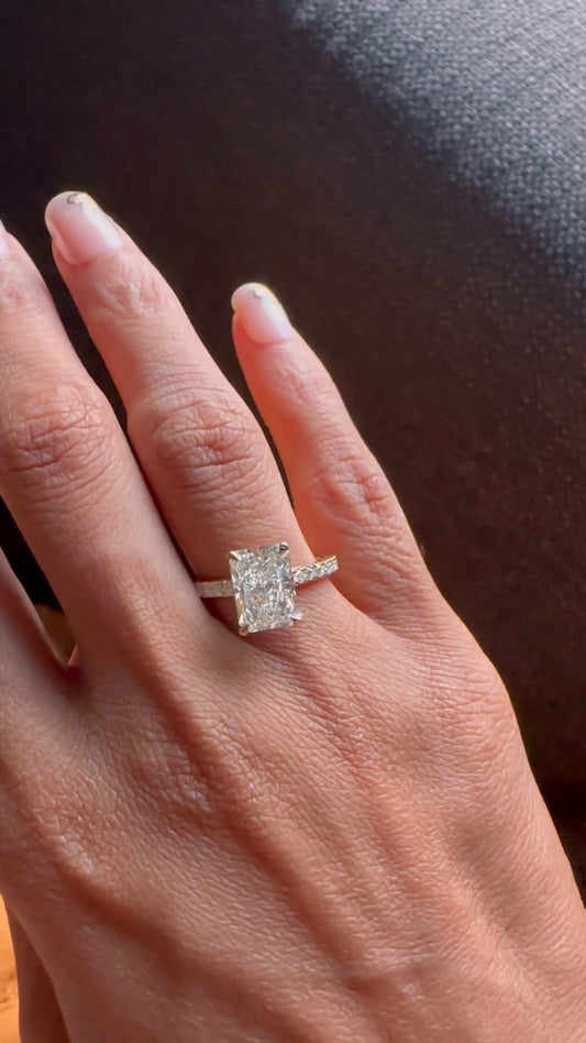 Zanna Radiant Hidden Halo Moissanite Engagement Ring
