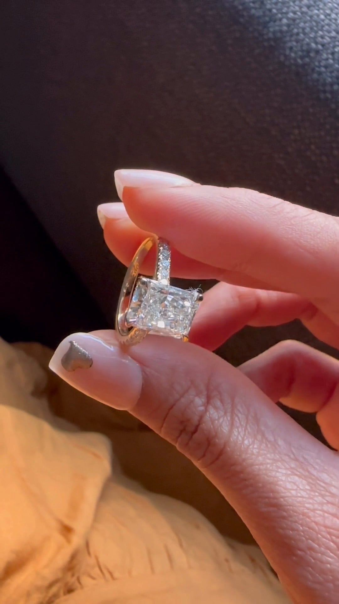 Zanna Radiant Hidden Halo Moissanite Engagement Ring