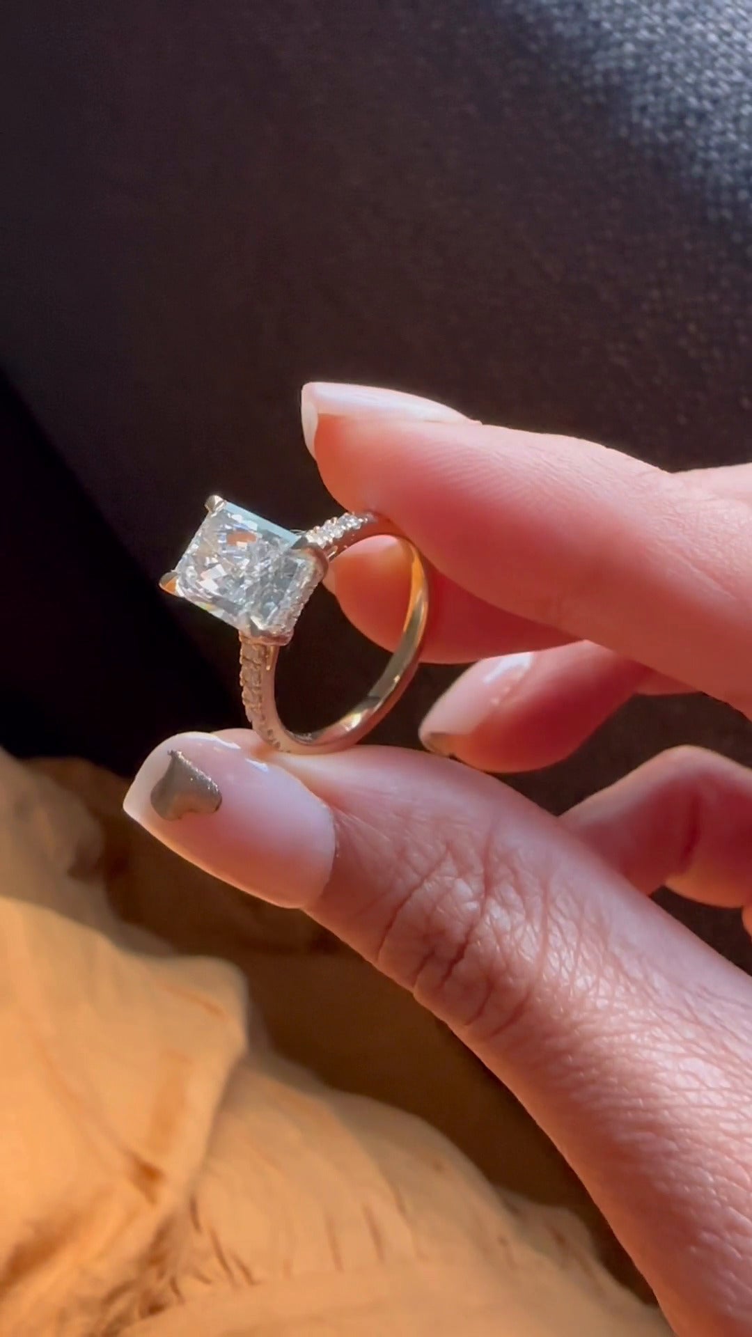 Zanna Radiant Hidden Halo Moissanite Engagement Ring