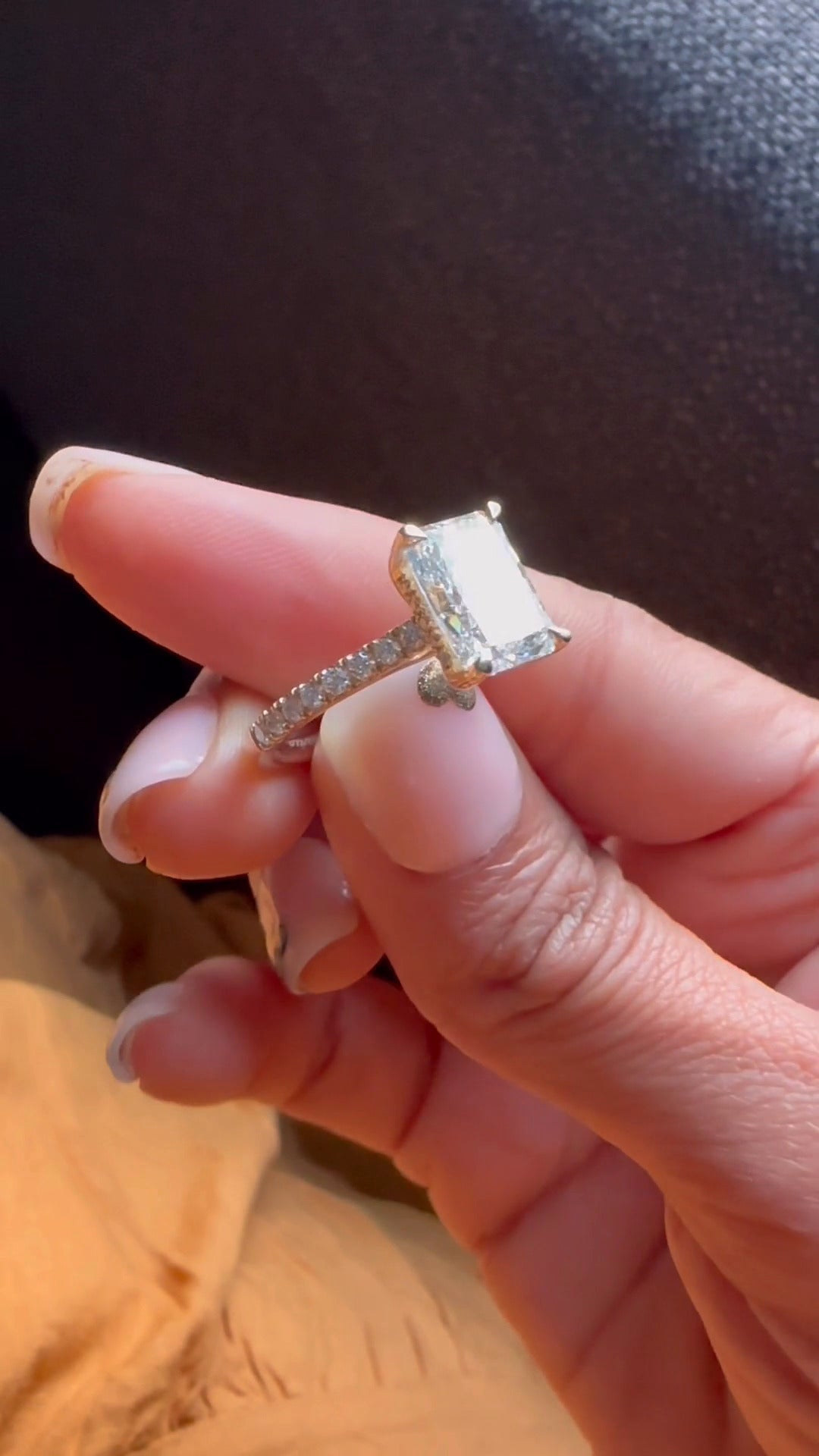 Zanna Radiant Hidden Halo Moissanite Engagement Ring