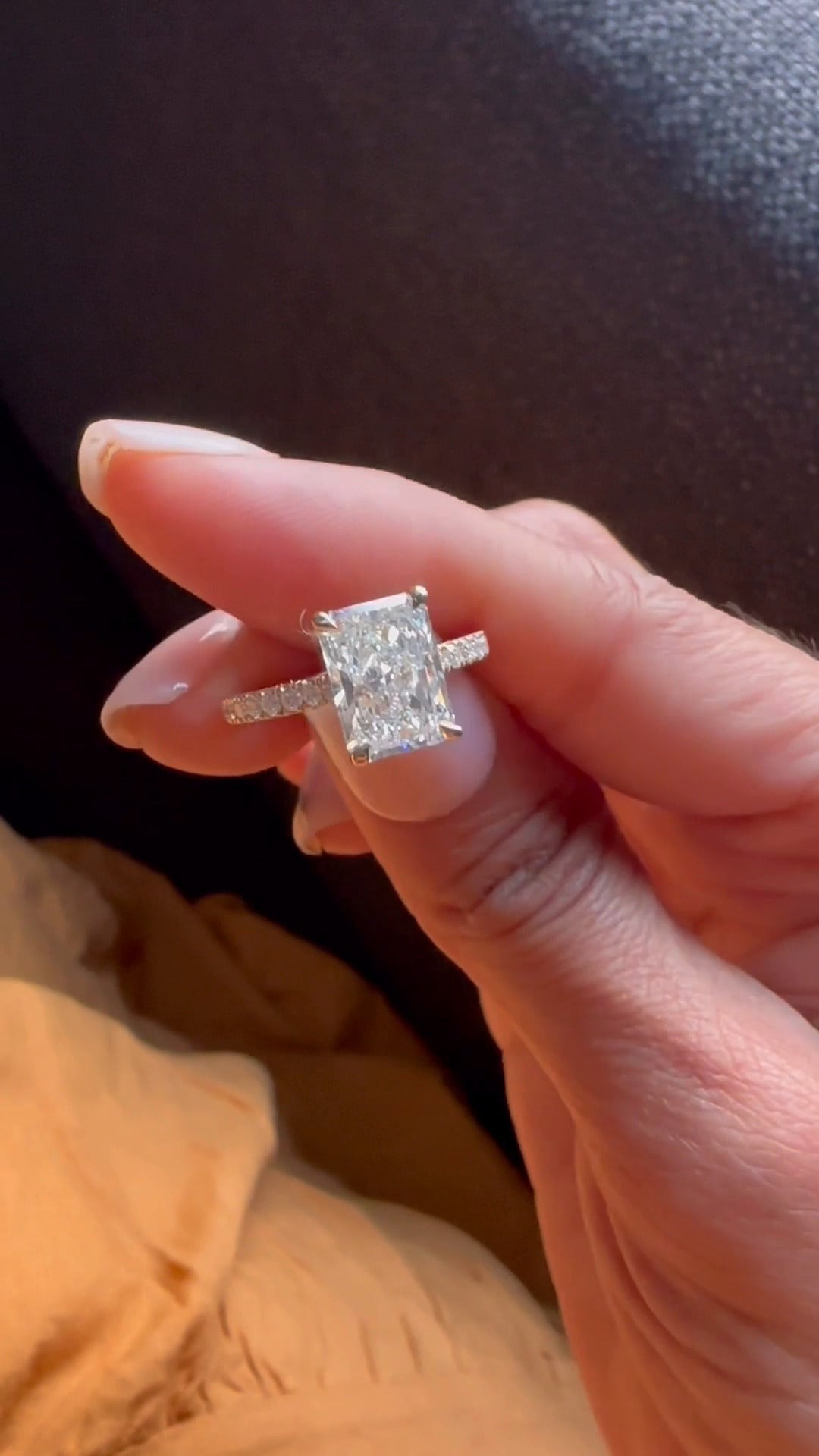 Zanna Radiant Hidden Halo Moissanite Engagement Ring