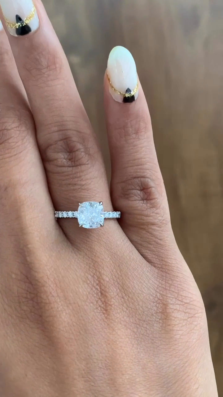 Zeni Cushion Dainty Moissanite Engagement Ring