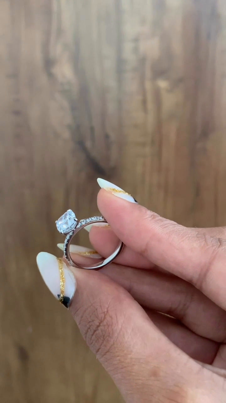 Zeni Cushion Dainty Moissanite Engagement Ring