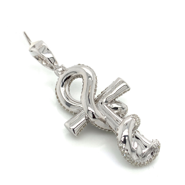 4.00 Ct Moissanite Iced Out Ankh Serpent pendant