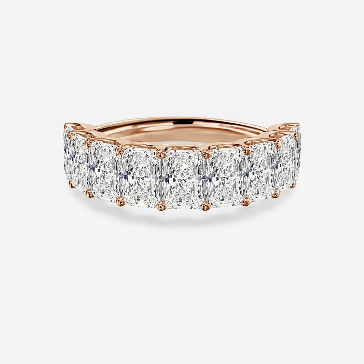 Radiant Diamond Moissnaite Half Eternity Ring