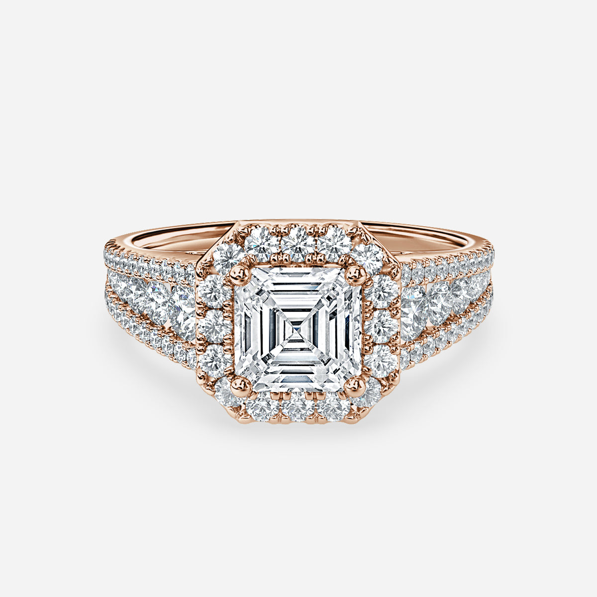 Ember Asscher Halo Moissanite Engagement Ring