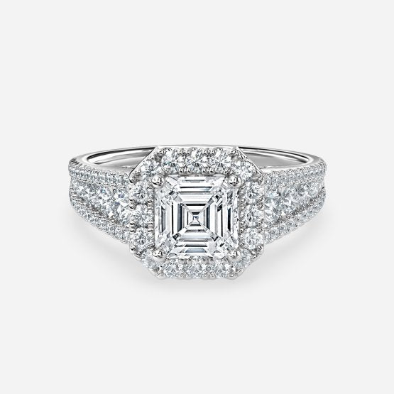 Ember Asscher Halo Moissanite Engagement Ring