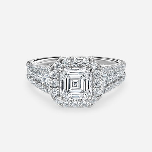 Ember Asscher Halo Moissanite Engagement Ring