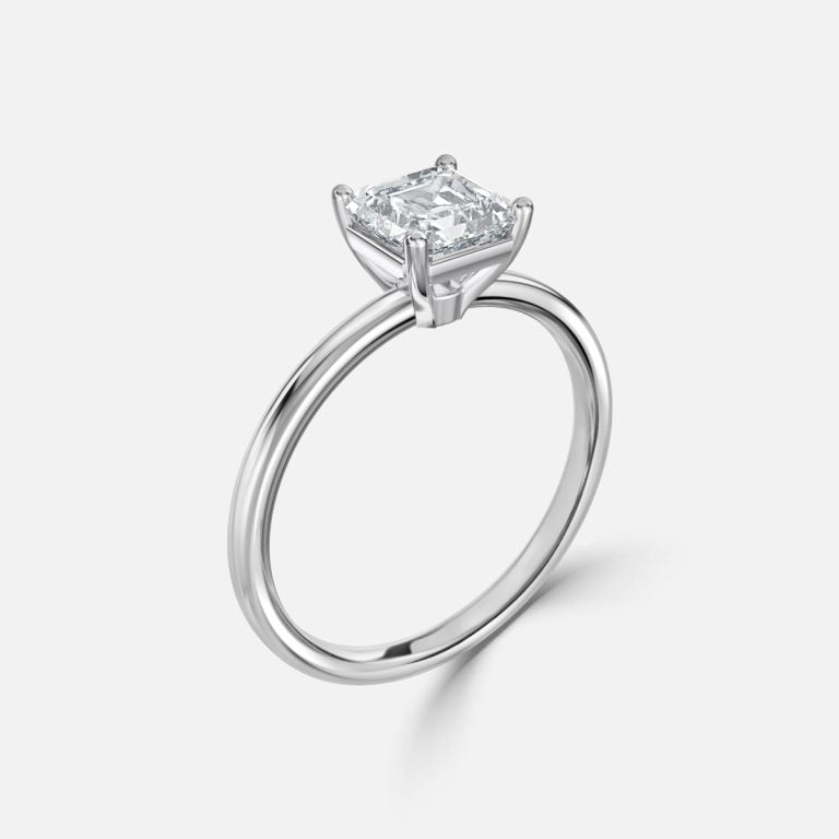 Dasha Asscher Solitaire Moissanite Engagement Ring