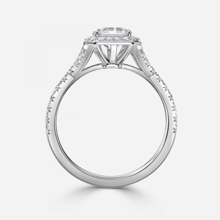 Dove Asscher Halo Moissanite Engagement Ring