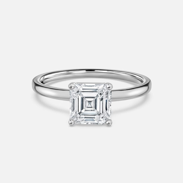 Dasha Asscher Solitaire Moissanite Engagement Ring