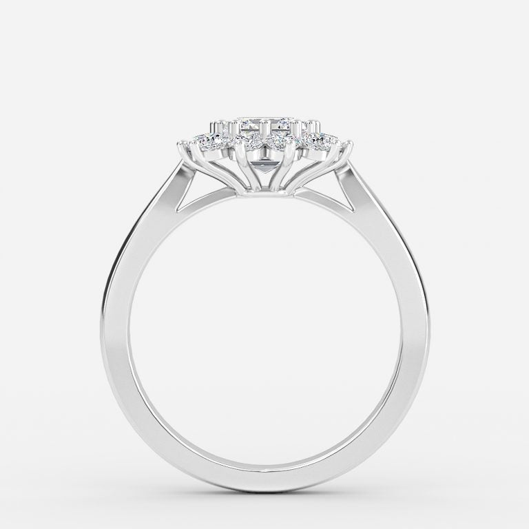 Vesper Asscher Cluster Moissanite Engagement Ring