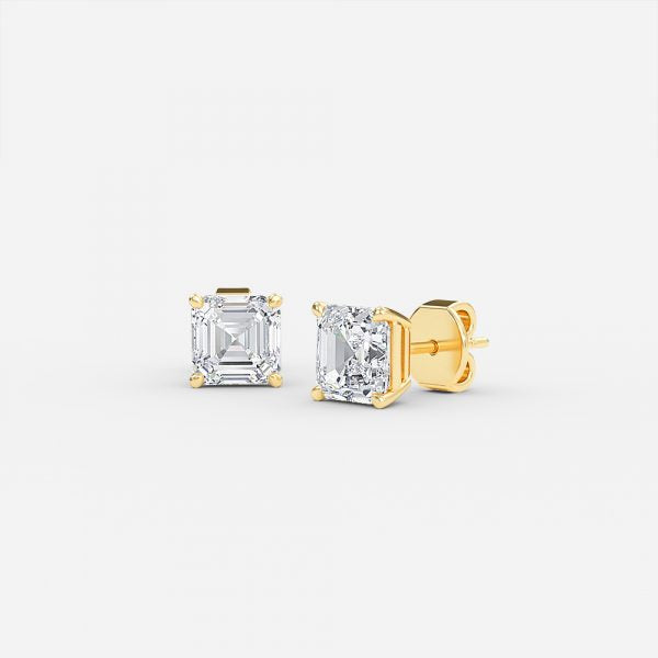 Asscher Moissanite Stud Earrings