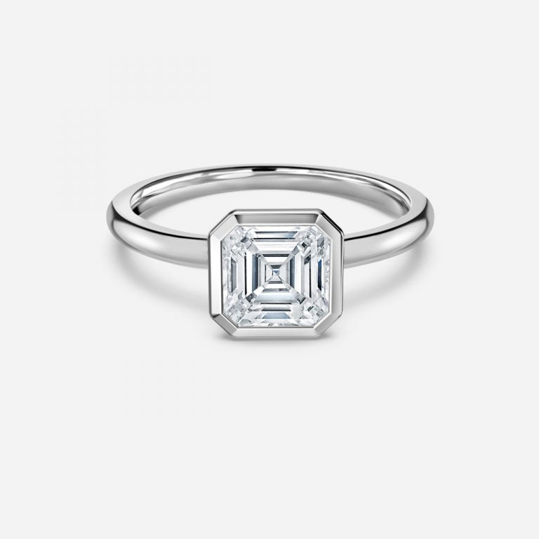 Alina Asscher Bezel Moissanite Engagement Ring