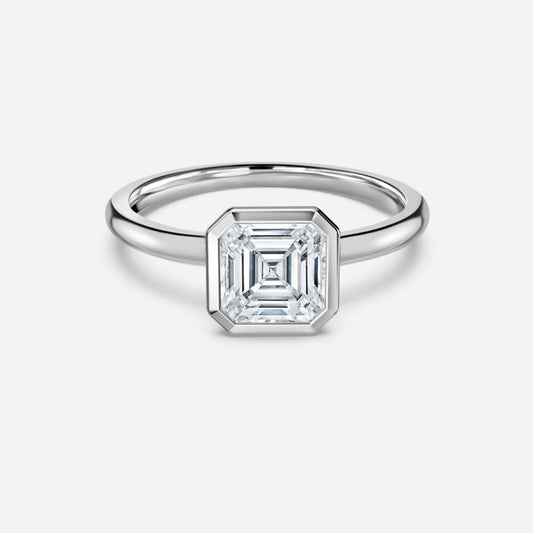 Alina Asscher Bezel Moissanite Engagement Ring