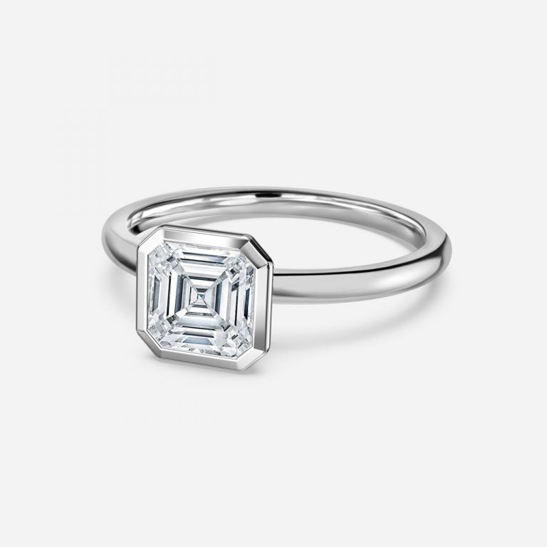 Alina Asscher Bezel Moissanite Engagement Ring