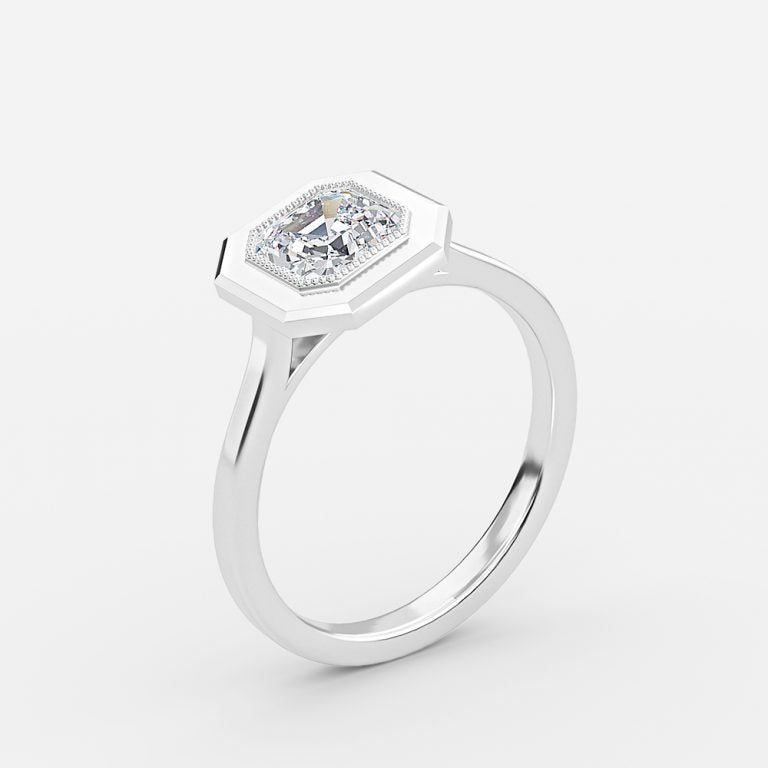 Amelie Asscher Bezel Moissanite Engagement Ring