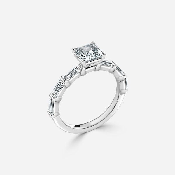 Lark Asscher Diamond Band Moissanite Engagement Ring