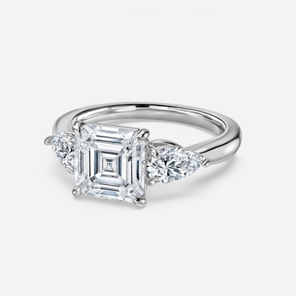 Tierney Asscher Three Stone Moissanite Engagement Ring