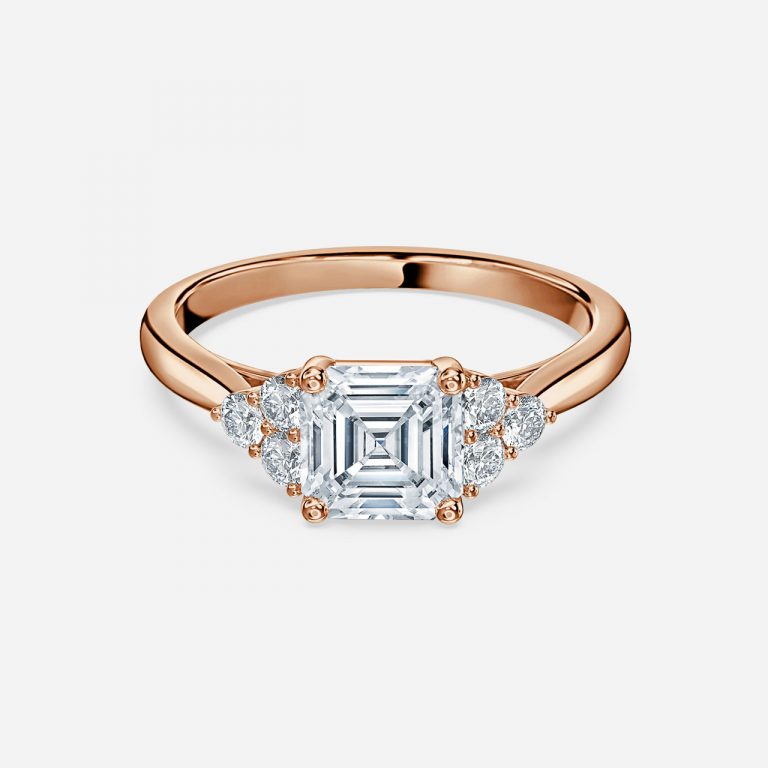 Aviva Asscher Cluster Moissanite Engagement Ring