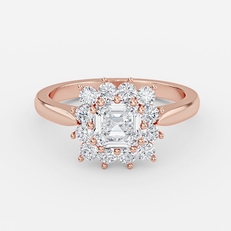 Vesper Asscher Cluster Moissanite Engagement Ring