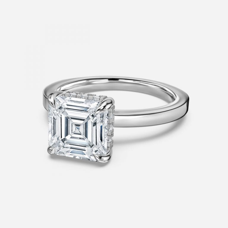 Edeline Asscher Hidden Halo Moissanite Engagement Ring