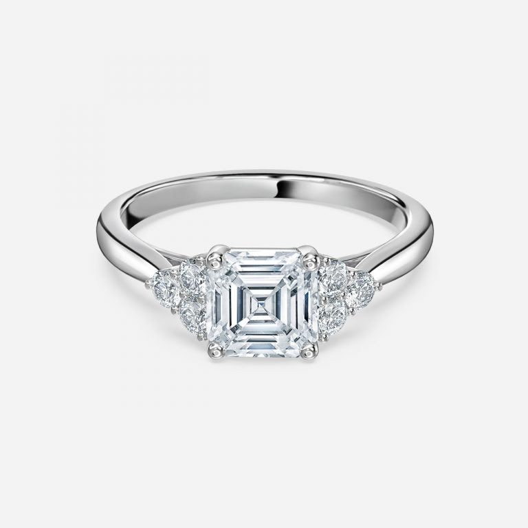 Aviva Asscher Cluster Moissanite Engagement Ring