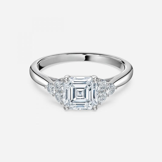 Aviva Asscher Cluster Moissanite Engagement Ring