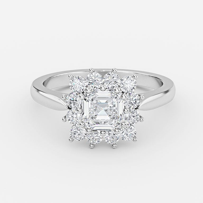 Vesper Asscher Cluster Moissanite Engagement Ring